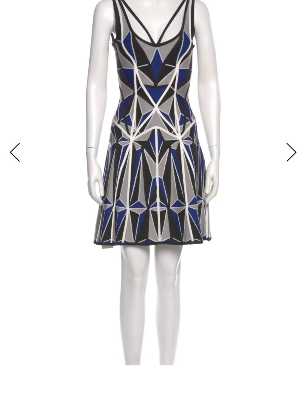Herve Leger Black, Blue & White Geometric Mini Dress